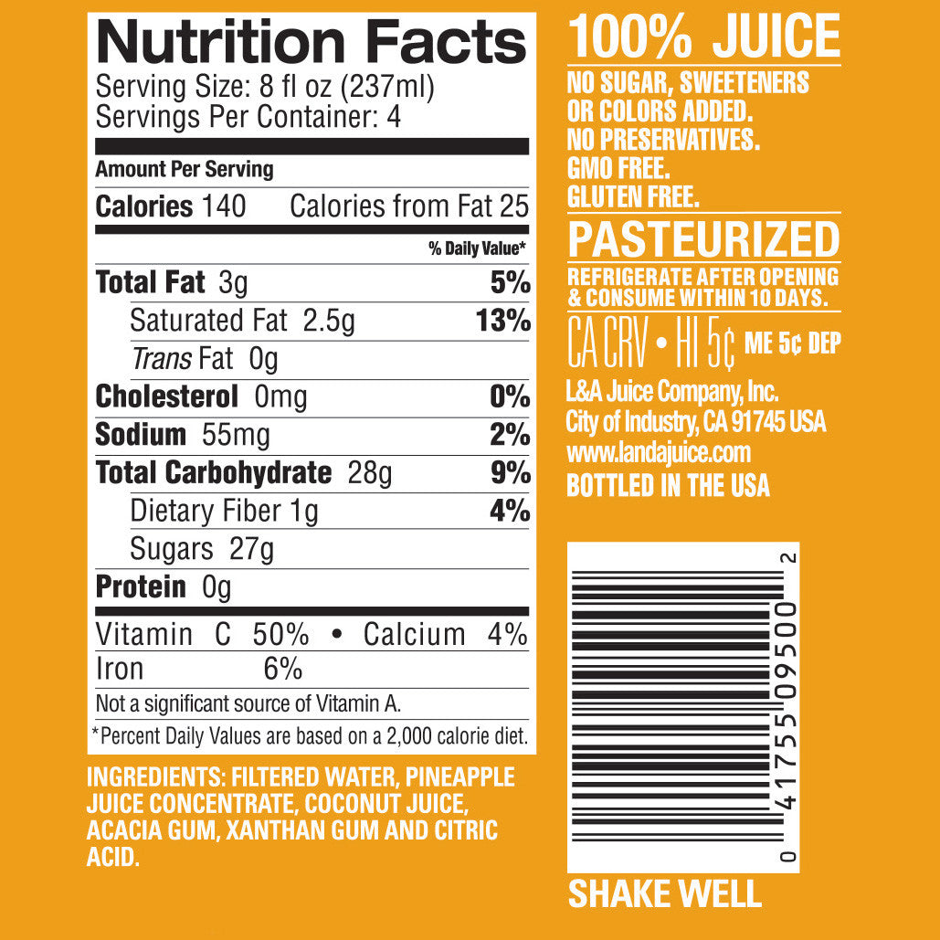 L & A Juice Pineapple/Coconut (6x32OZ )-1