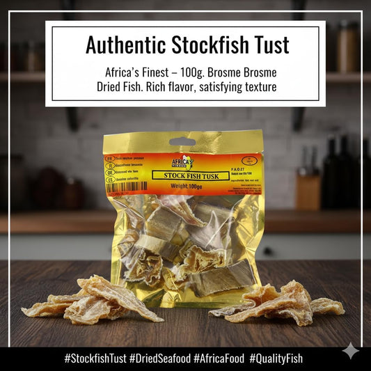 Africa Select 200G Stockfish Steak Pack of 2 X 100g - Premium Tusk (Brosme Brosme) Dried Fish Cuts for African Soups & Stews