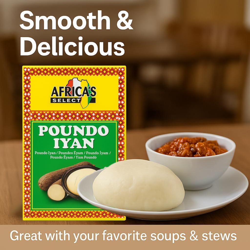 Africa Select Poundo Iyan Pack of 2 x 680g | Instant Pounded Yam Flour | Authentic Nigerian Swallow
