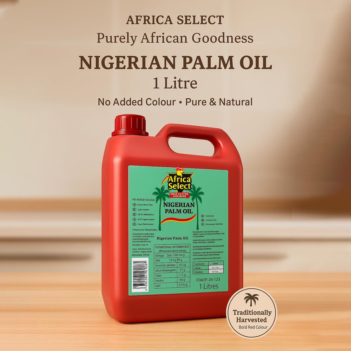 Africa Select Nigerian Palm Oil 1L - Papa’s Choice, No Added Colour, Rich Red Oil for African Recipes