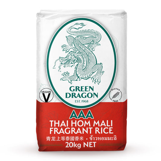 Green Dragon Thai Fragrant Jasmine Rice 10KG | Thai Hom Mali | AAA | Premium Rice | White Rice | Chinese Ingredients | Chinese Asian Cooking | 10KG