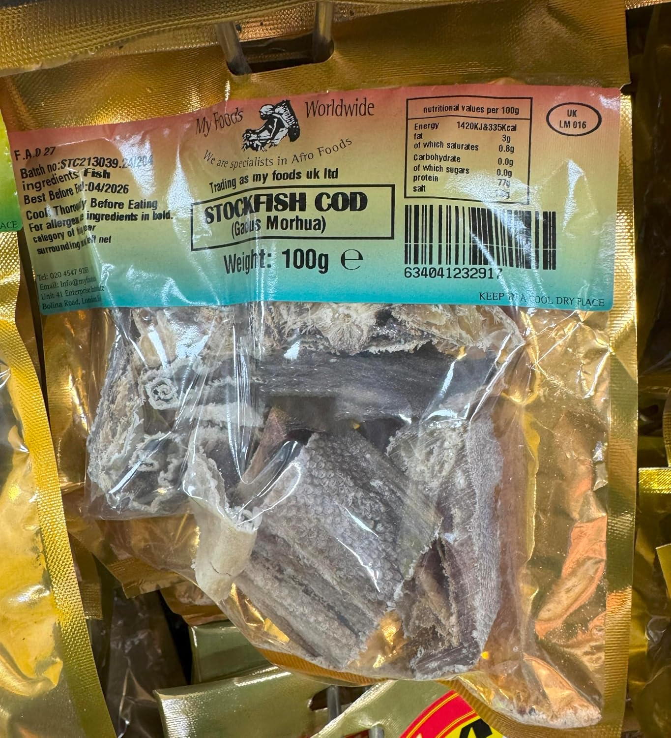 Africa Select Stockfish Cod 3x100g - Traditional Dried Codfish, High Protein for African Cooking 300g