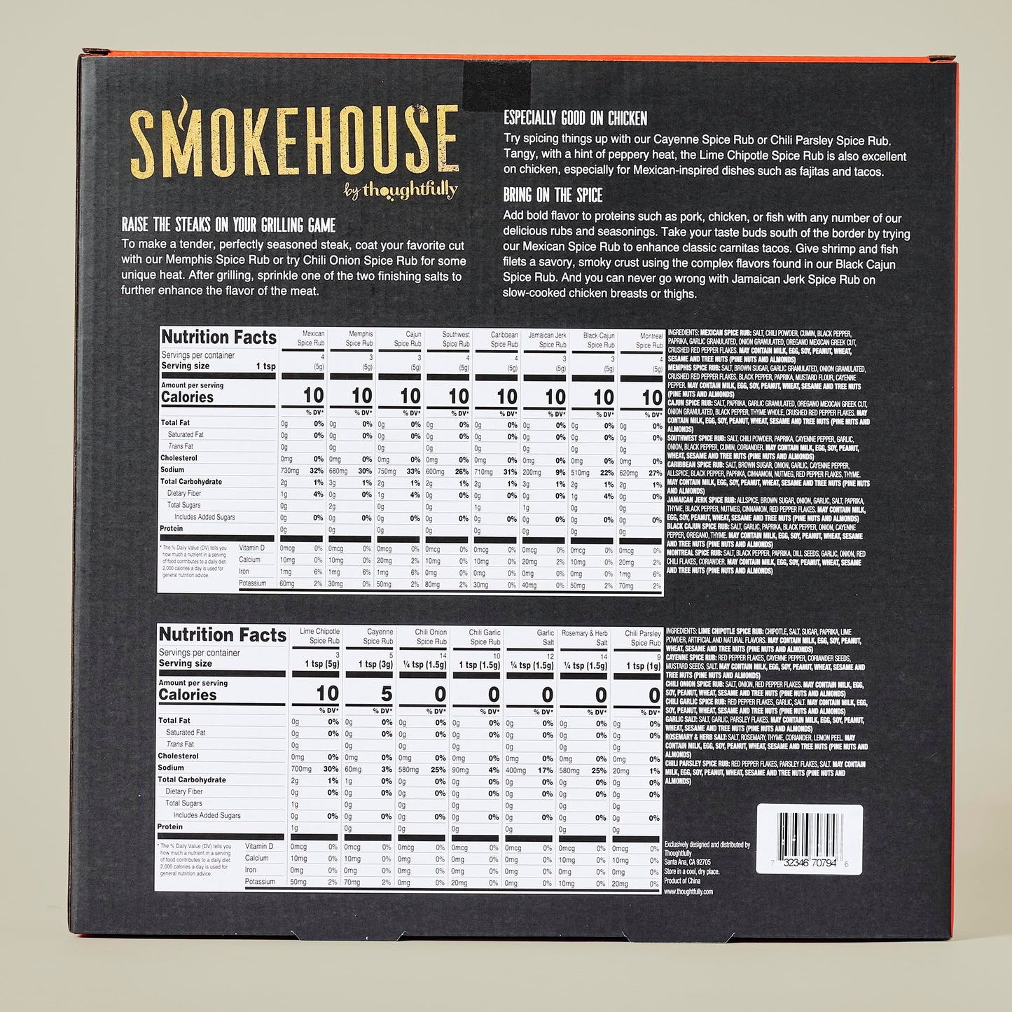 Smokehouse by Thoughtfully, Gourmet Ultimate Grilling Spice Set, Grill Seasonings and Rubs Gift Set, Flavors Include Chili Garlic, Italian Seasoning, Cayenne Spice Rub and More, Pack of 20