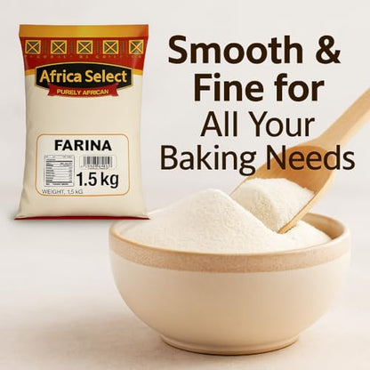 Africa Select Farina 1.5kg | Premium Potato Starch Cereal | Versatile for Traditional Porridge, Baking & Smooth Thickening | Authentic African Ingredient