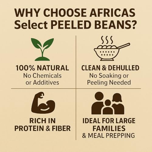 Africa Select Peeled Beans 4kg | Premium Nigerian Peeled Brown Beans for Akara, Moi Moi & Stews | Family Pack