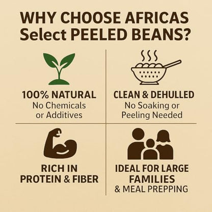 Africa Select Peeled Beans 4kg | Premium Nigerian Peeled Brown Beans for Akara, Moi Moi & Stews | Family Pack