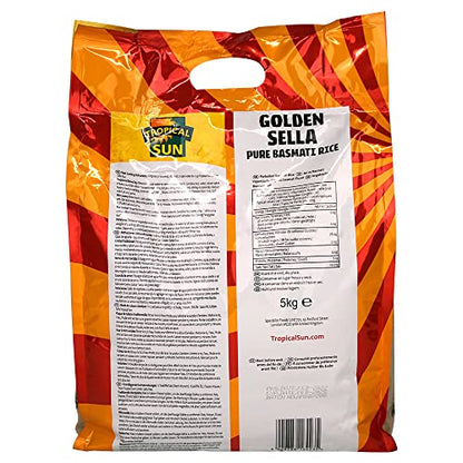 Tropical Sun Golden Sella Basmati Rice 10kg - Extra Long Grain Parboiled Rice - Naturally Aromatic - Non-Sticky & Fluffy Rice for Biryani, Pilaf, Curries & Everyday Cooking