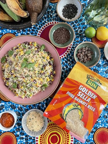 Tropical Sun Golden Sella Basmati Rice 10kg - Extra Long Grain Parboiled Rice - Naturally Aromatic - Non-Sticky & Fluffy Rice for Biryani, Pilaf, Curries & Everyday Cooking