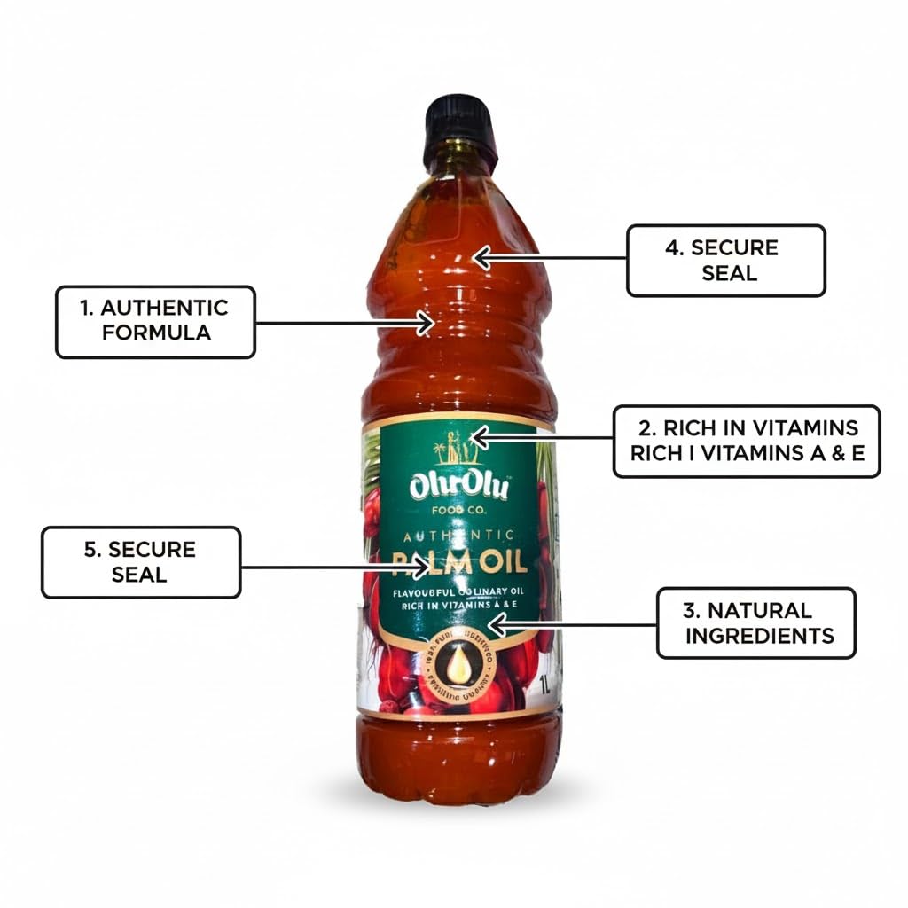 Africa Select Olu Olu Red Palm Oil | 1 Litre | Pure & Natural Palm Oil for Cooking | Authentic West African & Caribbean Cuisine