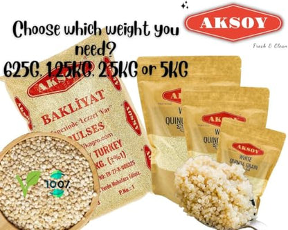 White Quinoa 5KG | Whole Grain Quinoa - Ready to Cook Food for Oats and Seeds Recipes - Nutritious Meal with Essential Vitamins, Protein, and Fiber, Perfect for Salads