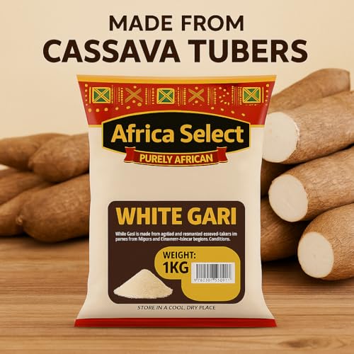 Africa Select White Gari 1.5kg | Premium Fermented Cassava Granules for Eba, Fufu & African Cuisine