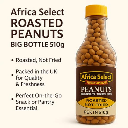 Africa Select Roasted Peanuts Big Bottle 510g x 3 | Premium Crunchy Peanuts | Multipack