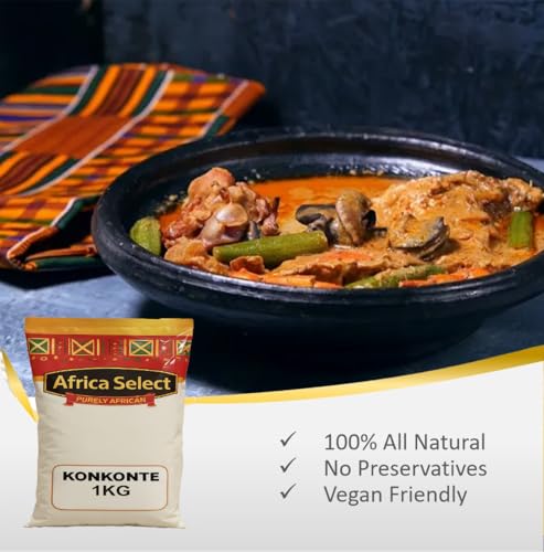 Africa Select Konkonte 2kg | Premium Brown Cassava Flour for Traditional African Cuisine | Family Pack