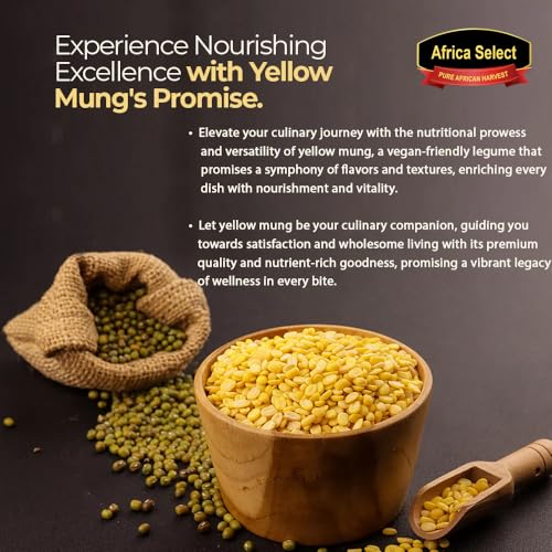Africa Select Mung Dal 3kg | Premium Split Mung Beans for Soups, Curries, Khichdi & Salads | Family-Size Resealable Pack