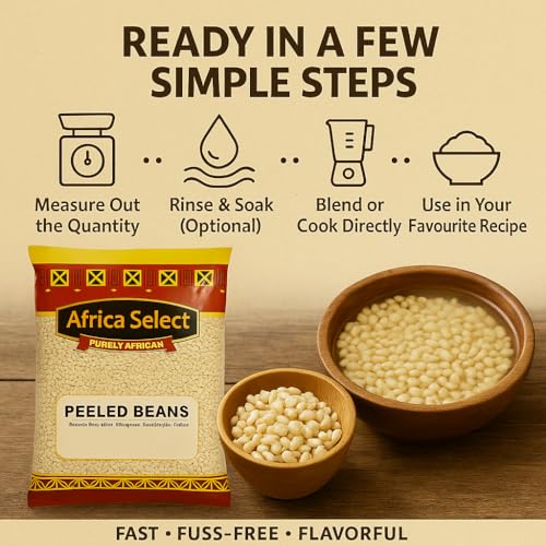 Africa Select Peeled Beans 4kg | Premium Nigerian Peeled Brown Beans for Akara, Moi Moi & Stews | Family Pack