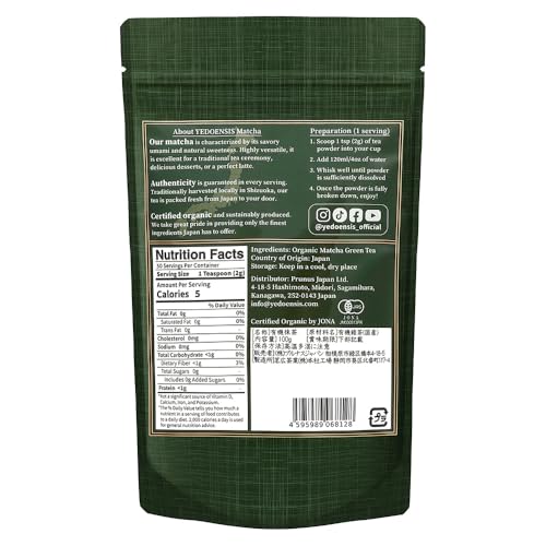 YEDOENSIS Pure Ceremonial Matcha "Somei-Yoshino" - Japanese Green Tea Ceremonial Matcha Powder, Vegan, Gluten-Free (40g)