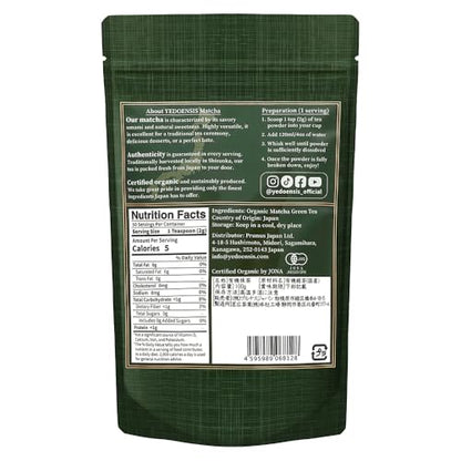 YEDOENSIS Pure Ceremonial Matcha "Somei-Yoshino" - Japanese Green Tea Ceremonial Matcha Powder, Vegan, Gluten-Free (40g)