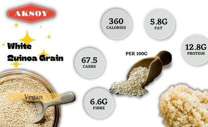 White Quinoa 5KG | Whole Grain Quinoa - Ready to Cook Food for Oats and Seeds Recipes - Nutritious Meal with Essential Vitamins, Protein, and Fiber, Perfect for Salads