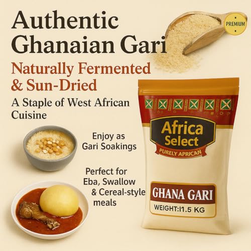 Africa Select Ghana Gari 1.5kg | Premium Fermented Cassava Granules for Eba, Fufu & African Cuisine