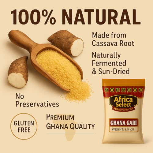 Africa Select Ghana Gari 1.5kg | Premium Fermented Cassava Granules for Eba, Fufu & African Cuisine