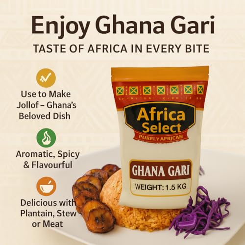 Africa Select Ghana Gari 1.5kg | Premium Fermented Cassava Granules for Eba, Fufu & African Cuisine