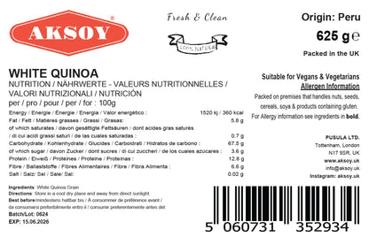 White Quinoa 5KG | Whole Grain Quinoa - Ready to Cook Food for Oats and Seeds Recipes - Nutritious Meal with Essential Vitamins, Protein, and Fiber, Perfect for Salads