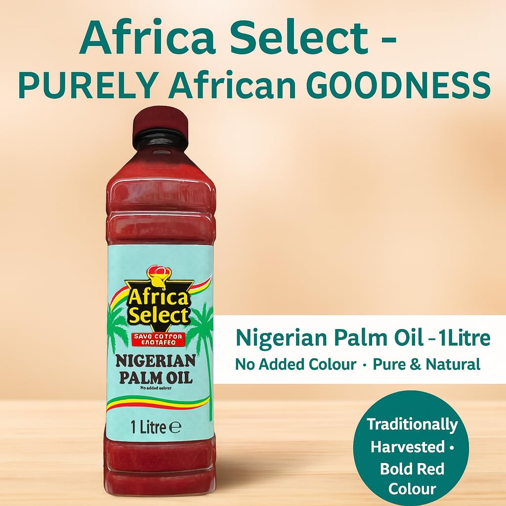 Africa Select Nigerian Palm Oil 1L - Papa’s Choice, No Added Colour, Rich Red Oil for African Recipes