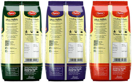 Manna Mixed Millets Combo Pack of 3 (Foxtail Millet 500g Kodo Millet 500g &Proso Millet 500g)
