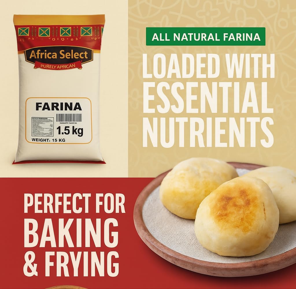 Africa Select Farina 1.5kg | Premium Potato Starch Cereal | Versatile for Traditional Porridge, Baking & Smooth Thickening | Authentic African Ingredient