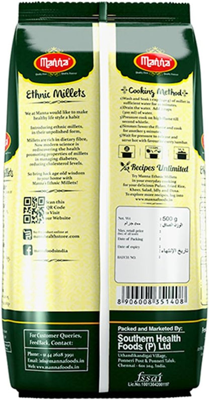Manna Mixed Millets Combo Pack of 3 (Foxtail Millet 500g Kodo Millet 500g &Proso Millet 500g)