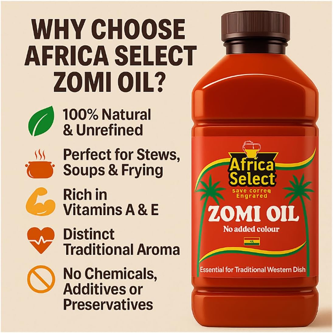 Africa Select Zomi Oil 500ml | No Added Colour | Spiced Palm Oil
