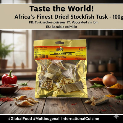 Africa Select 200G Stockfish Steak Pack of 2 X 100g - Premium Tusk (Brosme Brosme) Dried Fish Cuts for African Soups & Stews