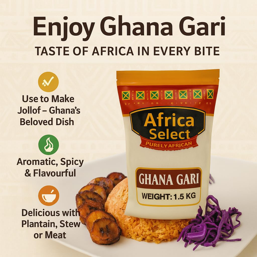 Africa Select Ghana Gari 1.5kg | Premium Fermented Cassava Granules for Eba, Fufu & African Cuisine