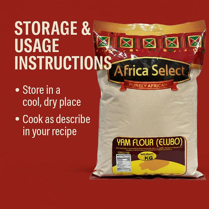 Africa Select Yam Flour (Elubo) 1.5kg | Premium Roasted Yam Flour for Amala & African Cuisine