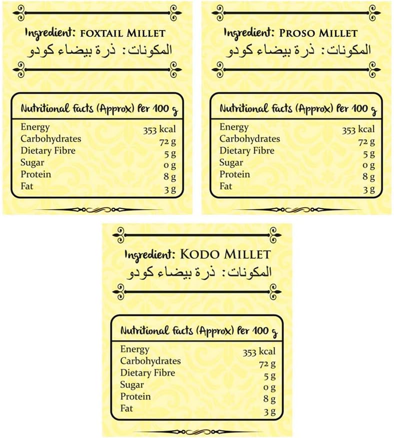 Manna Mixed Millets Combo Pack of 3 (Foxtail Millet 500g Kodo Millet 500g &Proso Millet 500g)