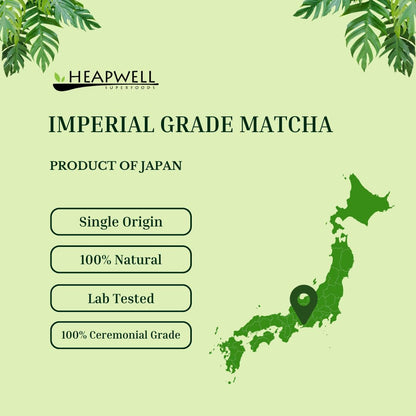 Heapwell Matcha Powder - 50g | High Grade Japanese Premium Green Tea Powder | Great Taste Award Winner | Perfect for Tea, Lattes & Smoothies | Contains L-Theanine & Antioxidants | Vegan & Gluten-Free