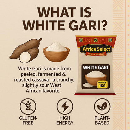 Africa Select White Gari 1.5kg | Premium Fermented Cassava Granules for Eba, Fufu & African Cuisine