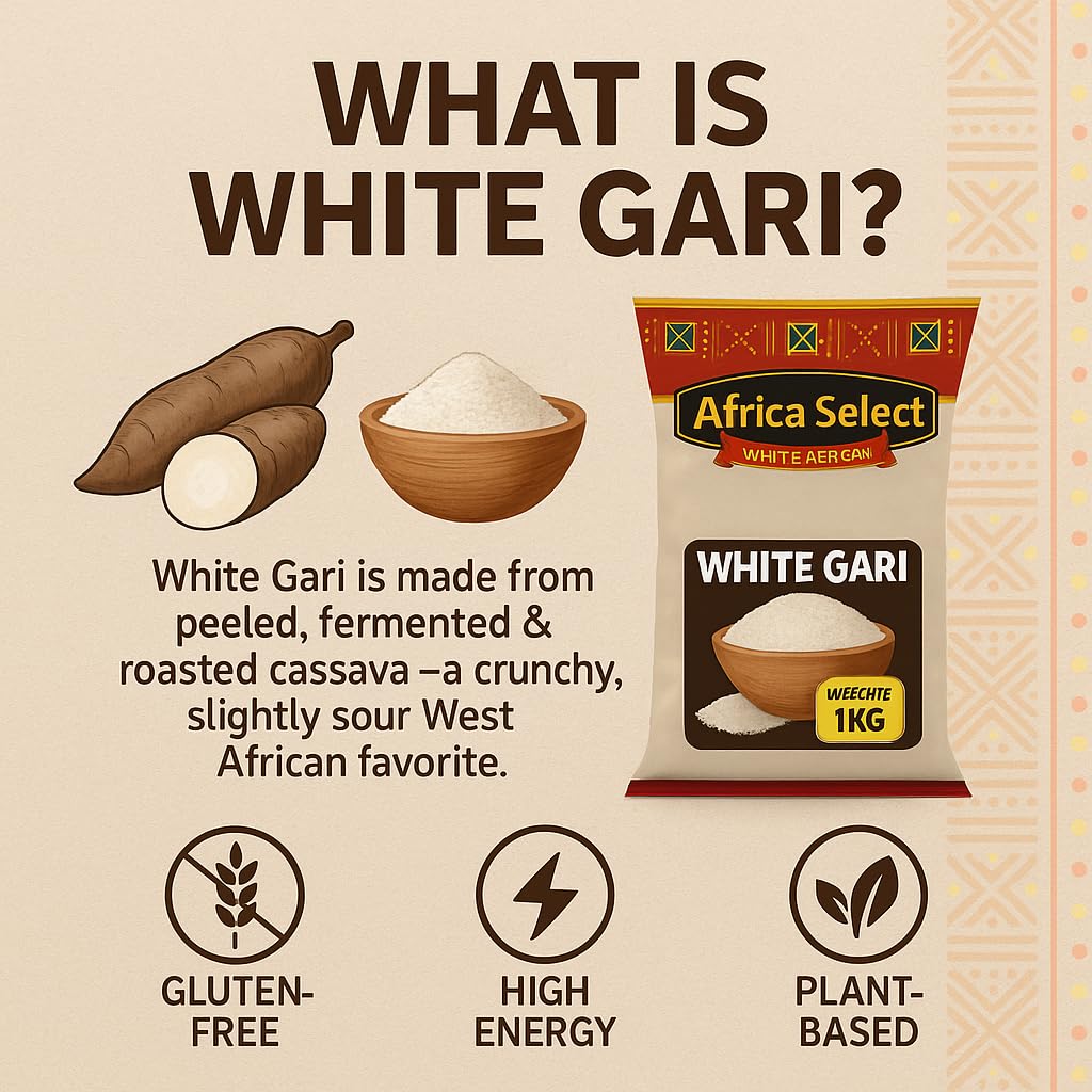 Africa Select White Gari 1.5kg | Premium Fermented Cassava Granules for Eba, Fufu & African Cuisine