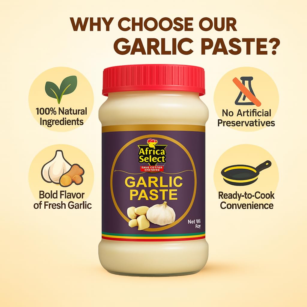 Africa Select Papa's Choice Garlic Paste 1kg | Ready-to-Use Fresh Garlic for Cooking