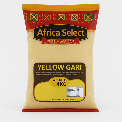 Africa Select Yellow Gari 4kg | Premium Fermented Cassava Granules for Eba, Fufu & African Cuisine | Family Pack