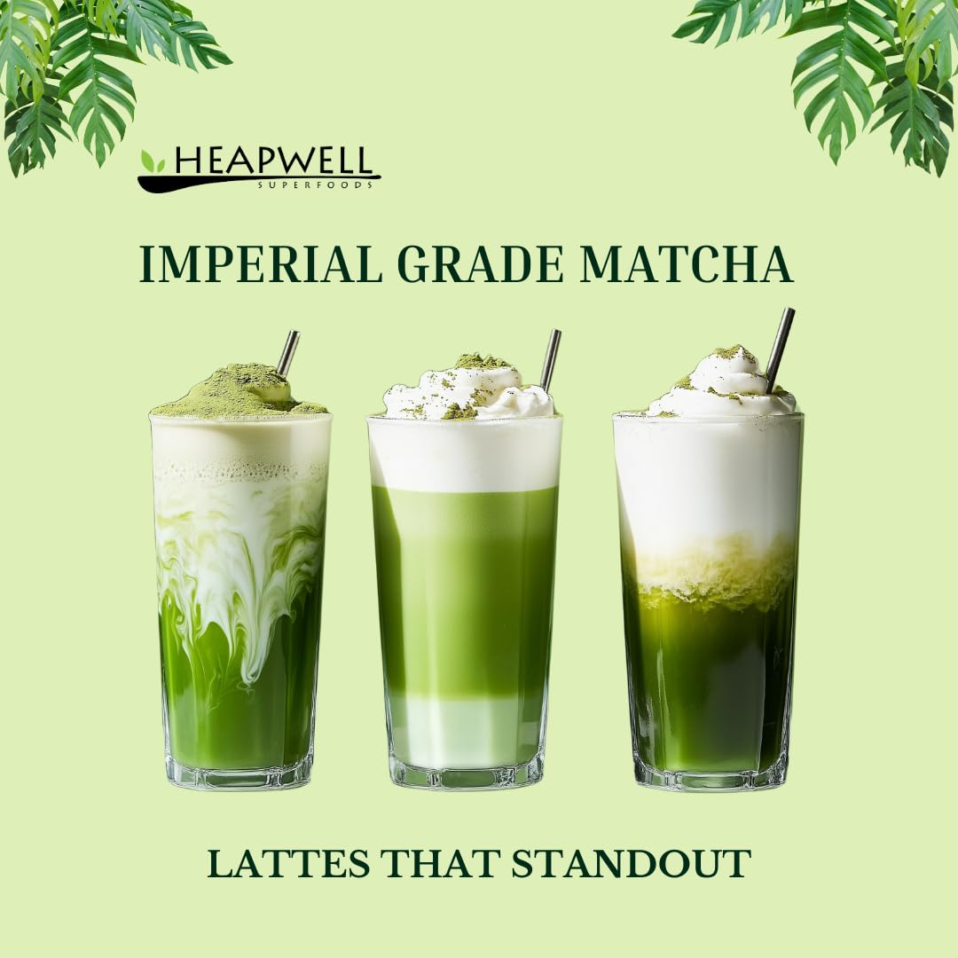 Heapwell Matcha Powder - 50g | High Grade Japanese Premium Green Tea Powder | Great Taste Award Winner | Perfect for Tea, Lattes & Smoothies | Contains L-Theanine & Antioxidants | Vegan & Gluten-Free