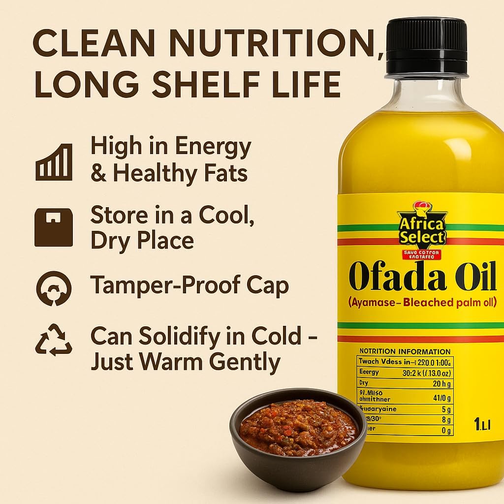 Africa Select Papa's Choice 1L Ofada Oil | Ayamase Bleached Palm Oil | Traditional Nigerian Cooking