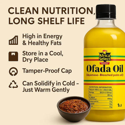 Africa Select Papa's Choice 1L Ofada Oil | Ayamase Bleached Palm Oil | Traditional Nigerian Cooking