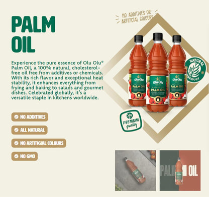Africa Select Olu Olu Red Palm Oil | 1 Litre | Pure & Natural Palm Oil for Cooking | Authentic West African & Caribbean Cuisine
