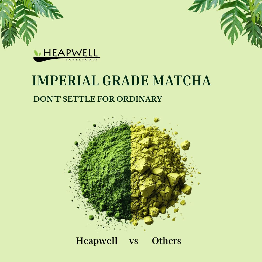 Heapwell Matcha Powder - 50g | High Grade Japanese Premium Green Tea Powder | Great Taste Award Winner | Perfect for Tea, Lattes & Smoothies | Contains L-Theanine & Antioxidants | Vegan & Gluten-Free