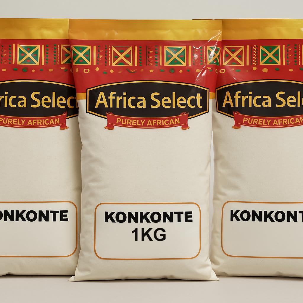 Africa Select Konkonte 2kg | Premium Brown Cassava Flour for Traditional African Cuisine | Family Pack