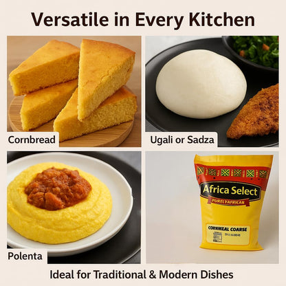 Africa Select 1.5kg Coarse Cornmeal - Traditional Maize Flour for Ugali, Fufu, Caribbean and African Dishes