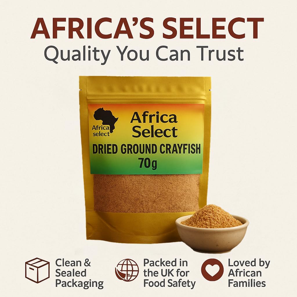AFRICA SELECT Premium Ground Prawns (Crayfish) Powder 210g – (3 x 70g Pack) – 100% Natural Dried Seafood Seasoning – Protein-Rich Umami Flavour Enhancer for Egusi, Jollof Rice & Traditional Soups