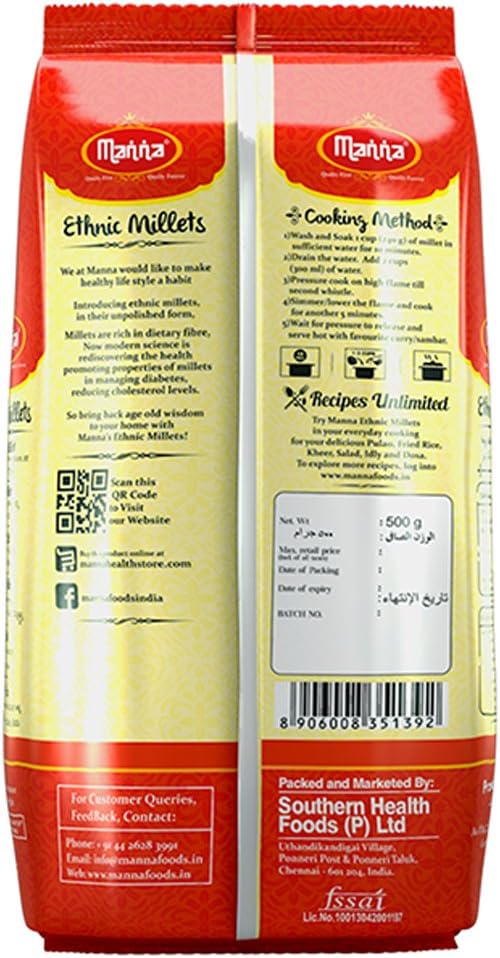 Manna Mixed Millets Combo Pack of 3 (Foxtail Millet 500g Kodo Millet 500g &Proso Millet 500g)