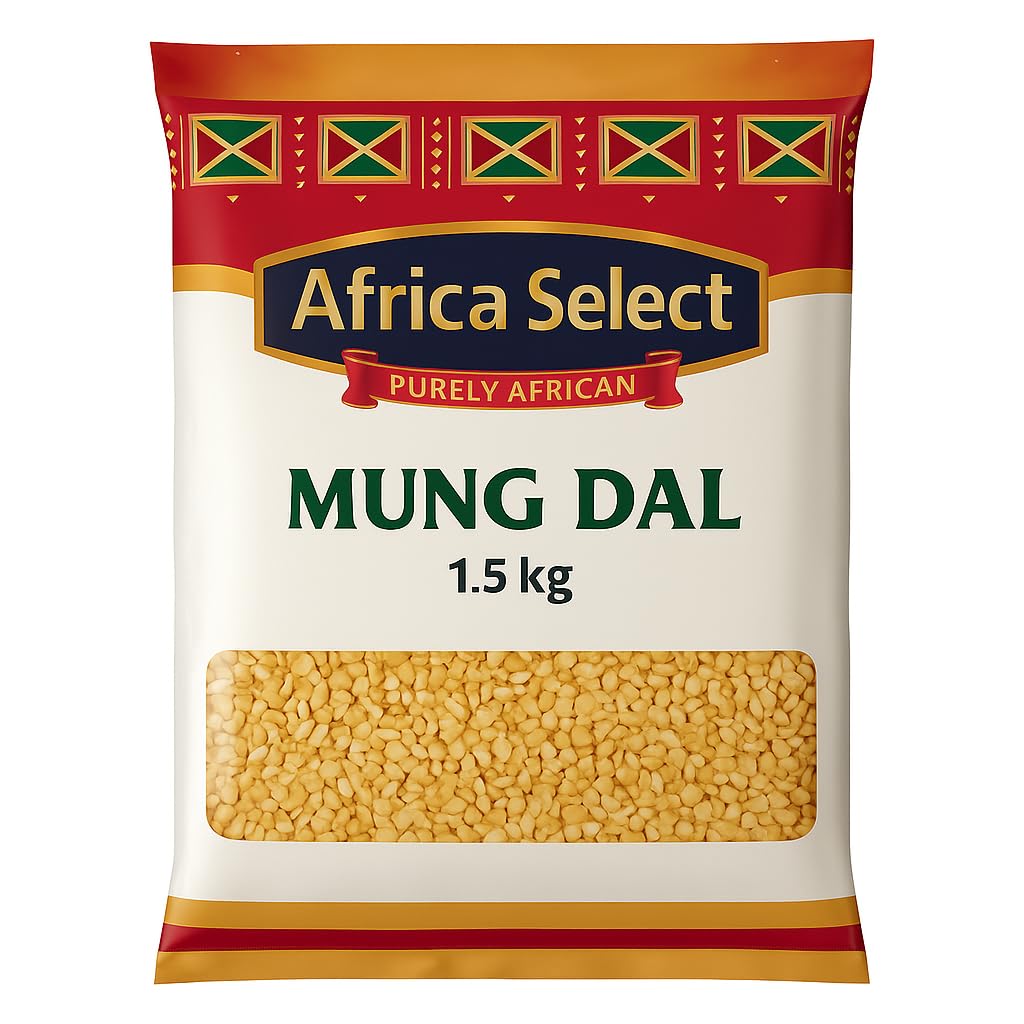 Africa Select Mung Dal 3kg | Premium Split Mung Beans for Soups, Curries, Khichdi & Salads | Family-Size Resealable Pack